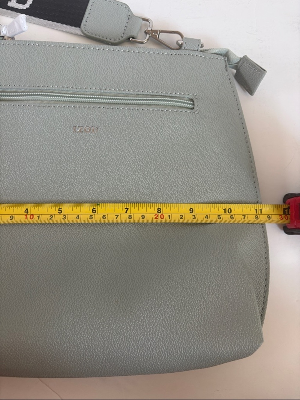 Izod sage green pebbled faux leather crossbody bag w removable adjustable strap - Picture 10 of 15